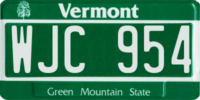 VT license plate WJC954