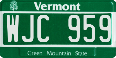 VT license plate WJC959