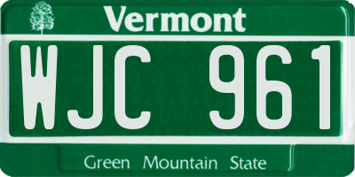 VT license plate WJC961
