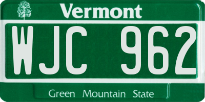 VT license plate WJC962