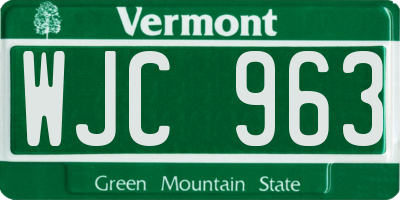 VT license plate WJC963