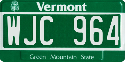 VT license plate WJC964