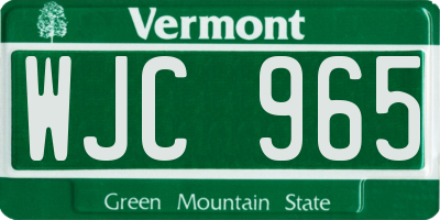 VT license plate WJC965