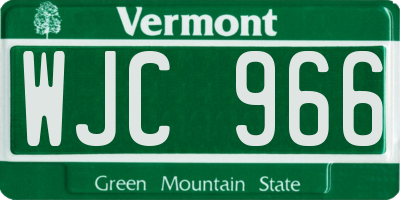 VT license plate WJC966
