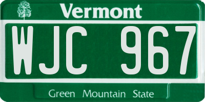 VT license plate WJC967