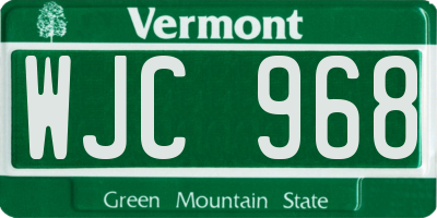 VT license plate WJC968