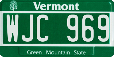 VT license plate WJC969