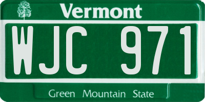 VT license plate WJC971