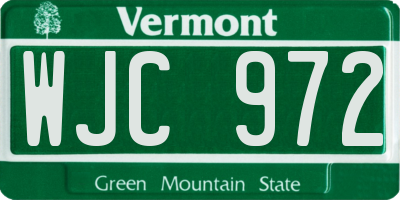 VT license plate WJC972