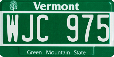 VT license plate WJC975