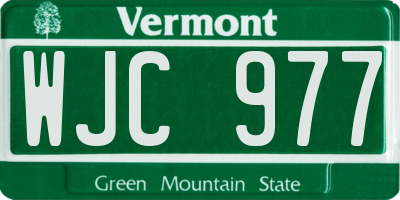 VT license plate WJC977