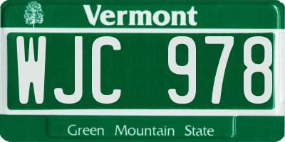 VT license plate WJC978