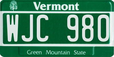 VT license plate WJC980