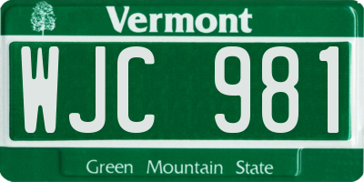 VT license plate WJC981