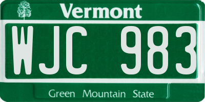 VT license plate WJC983
