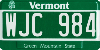 VT license plate WJC984