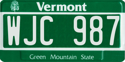 VT license plate WJC987