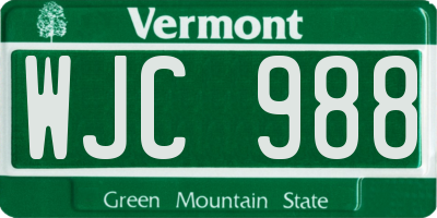 VT license plate WJC988