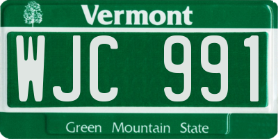 VT license plate WJC991