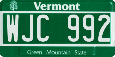 VT license plate WJC992