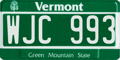 VT license plate WJC993