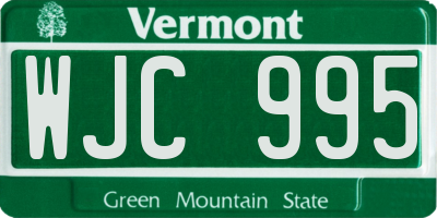 VT license plate WJC995