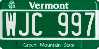 VT license plate WJC997