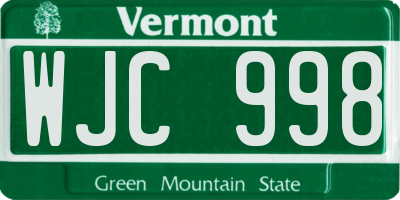 VT license plate WJC998