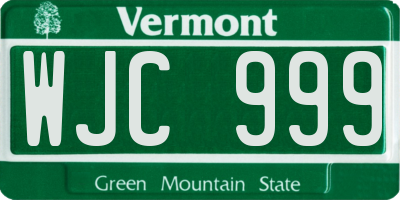 VT license plate WJC999