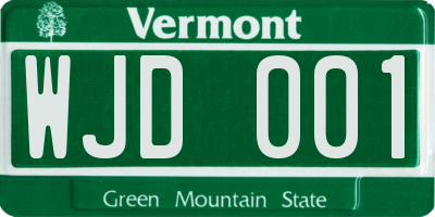 VT license plate WJD001