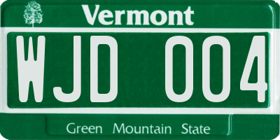 VT license plate WJD004