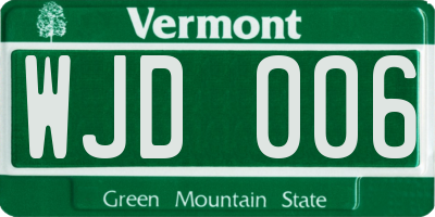 VT license plate WJD006