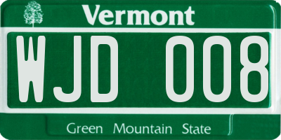 VT license plate WJD008