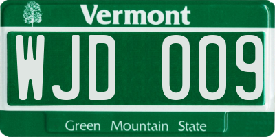 VT license plate WJD009