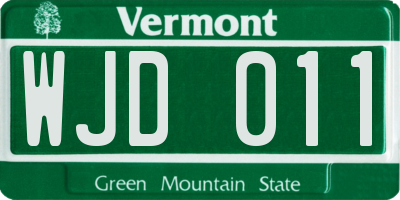 VT license plate WJD011