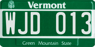 VT license plate WJD013