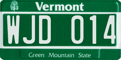 VT license plate WJD014
