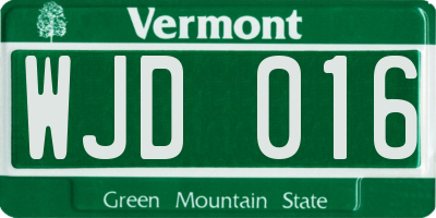 VT license plate WJD016