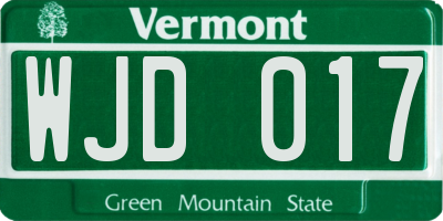 VT license plate WJD017