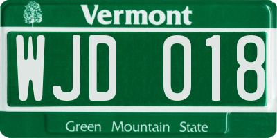 VT license plate WJD018