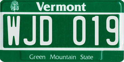 VT license plate WJD019