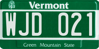 VT license plate WJD021