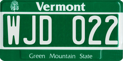 VT license plate WJD022