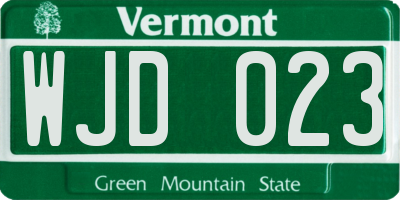 VT license plate WJD023