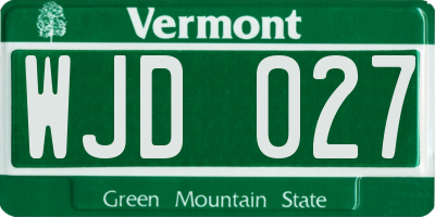 VT license plate WJD027