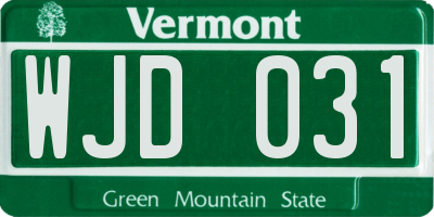 VT license plate WJD031