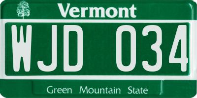 VT license plate WJD034