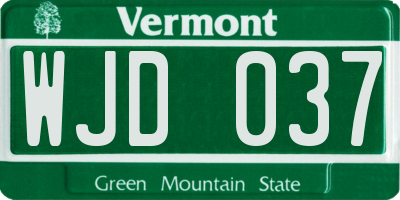 VT license plate WJD037