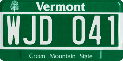 VT license plate WJD041
