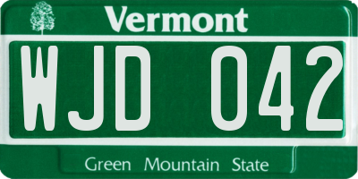 VT license plate WJD042